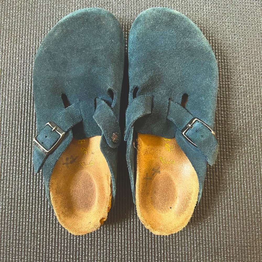 Blue Suede Boston Birkenstocks